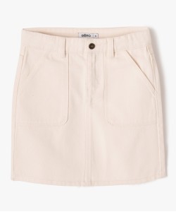 Jupe courte en toile denim colorée fille